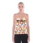 Cute Colorful Owl Cartoon Seamless Pattern Spaghetti Strap Top