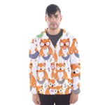 Cute Colorful Owl Cartoon Seamless Pattern Men s Hooded Windbreaker