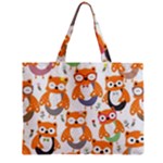 Cute Colorful Owl Cartoon Seamless Pattern Zipper Mini Tote Bag