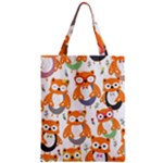 Cute Colorful Owl Cartoon Seamless Pattern Zipper Classic Tote Bag