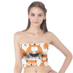 Cute Colorful Owl Cartoon Seamless Pattern Tube Top