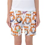 Cute Colorful Owl Cartoon Seamless Pattern Women s Basketball Shorts