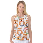 Cute Colorful Owl Cartoon Seamless Pattern Women s Basketball Tank Top