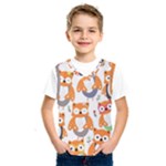 Cute Colorful Owl Cartoon Seamless Pattern Kids  Basketball Tank Top