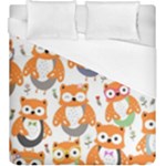 Cute Colorful Owl Cartoon Seamless Pattern Duvet Cover (King Size)