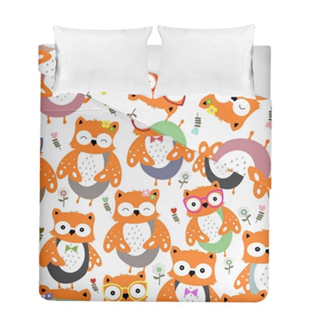 Cute Colorful Owl Cartoon Seamless Pattern Duvet Cover Double Side (Full/ Double Size) from ArtsNow.com