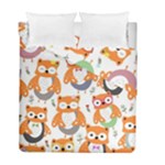 Cute Colorful Owl Cartoon Seamless Pattern Duvet Cover Double Side (Full/ Double Size)