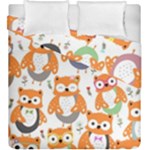 Cute Colorful Owl Cartoon Seamless Pattern Duvet Cover Double Side (King Size)