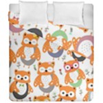Cute Colorful Owl Cartoon Seamless Pattern Duvet Cover Double Side (California King Size)