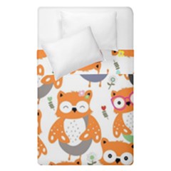 Cute Colorful Owl Cartoon Seamless Pattern Duvet Cover Double Side (Single Size) from ArtsNow.com
