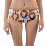 Cute Colorful Owl Cartoon Seamless Pattern Reversible Mid-Waist Bikini Bottoms