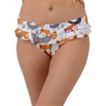 Cute Colorful Owl Cartoon Seamless Pattern Frill Bikini Bottoms