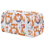Cute Colorful Owl Cartoon Seamless Pattern Toiletries Pouch