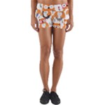 Cute Colorful Owl Cartoon Seamless Pattern Yoga Shorts
