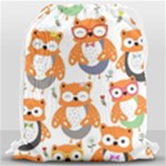 Cute Colorful Owl Cartoon Seamless Pattern Drawstring Bag (Large)