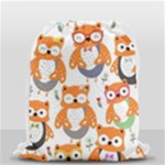 Cute Colorful Owl Cartoon Seamless Pattern Drawstring Bag (Small)