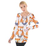 Cute Colorful Owl Cartoon Seamless Pattern Tie Up T-Shirt