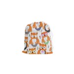 Cute Colorful Owl Cartoon Seamless Pattern Drawstring Pouch (XS)