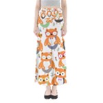 Cute Colorful Owl Cartoon Seamless Pattern Full Length Maxi Skirt
