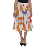 Cute Colorful Owl Cartoon Seamless Pattern Perfect Length Midi Skirt