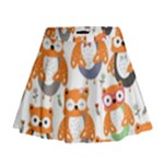 Cute Colorful Owl Cartoon Seamless Pattern Mini Flare Skirt