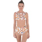 Cute Colorful Owl Cartoon Seamless Pattern Bandaged Up Bikini Set 