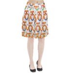 Cute Colorful Owl Cartoon Seamless Pattern Pleated Skirt