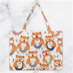 Cute Colorful Owl Cartoon Seamless Pattern Medium Tote Bag