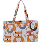 Cute Colorful Owl Cartoon Seamless Pattern Canvas Work Bag