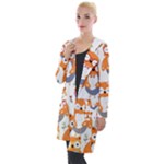 Cute Colorful Owl Cartoon Seamless Pattern Hooded Pocket Cardigan