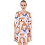 Cute Colorful Owl Cartoon Seamless Pattern Smock Dress