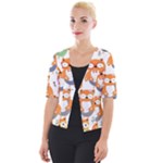 Cute Colorful Owl Cartoon Seamless Pattern Cropped Button Cardigan