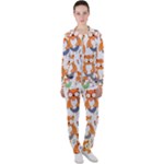 Cute Colorful Owl Cartoon Seamless Pattern Casual Jacket and Pants Set