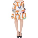 Cute Colorful Owl Cartoon Seamless Pattern Velvet High Waist Skirt