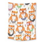 Cute Colorful Owl Cartoon Seamless Pattern Medium Tapestry