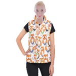 Cute Colorful Owl Cartoon Seamless Pattern Women s Button Up Vest