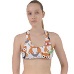 Cute Colorful Owl Cartoon Seamless Pattern Criss Cross Racerback Sports Bra