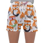 Cute Colorful Owl Cartoon Seamless Pattern Sleepwear Shorts