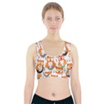 Cute Colorful Owl Cartoon Seamless Pattern Sports Bra With Pocket