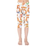 Cute Colorful Owl Cartoon Seamless Pattern Kids  Capri Leggings 