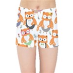 Cute Colorful Owl Cartoon Seamless Pattern Kids  Sports Shorts