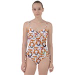 Cute Colorful Owl Cartoon Seamless Pattern Sweetheart Tankini Set