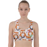 Cute Colorful Owl Cartoon Seamless Pattern Back Weave Sports Bra
