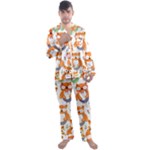 Cute Colorful Owl Cartoon Seamless Pattern Men s Long Sleeve Satin Pajamas Set