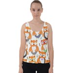 Cute Colorful Owl Cartoon Seamless Pattern Velvet Tank Top