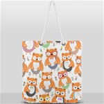 Cute Colorful Owl Cartoon Seamless Pattern Full Print Rope Handle Tote (Large)