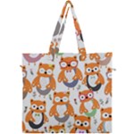 Cute Colorful Owl Cartoon Seamless Pattern Canvas Travel Bag