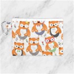 Cute Colorful Owl Cartoon Seamless Pattern Canvas Cosmetic Bag (Medium)