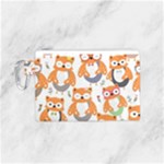 Cute Colorful Owl Cartoon Seamless Pattern Canvas Cosmetic Bag (Small)