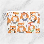 Cute Colorful Owl Cartoon Seamless Pattern Canvas Cosmetic Bag (Large)